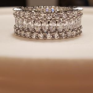 Diamond baguette crown ring with 925 band